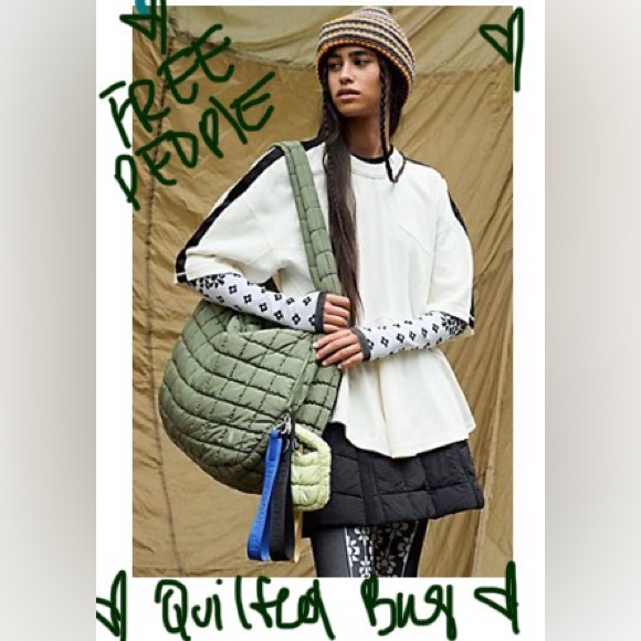 Free People FP Movement Quilted Carryall Bag in Washed Sage π New & Never Worn π - Picture 6 of 17